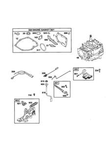 Short Block/Brake/Gasket Set Diagram and Parts List for 126T02-0736-E1  Briggs and Stratton Engine